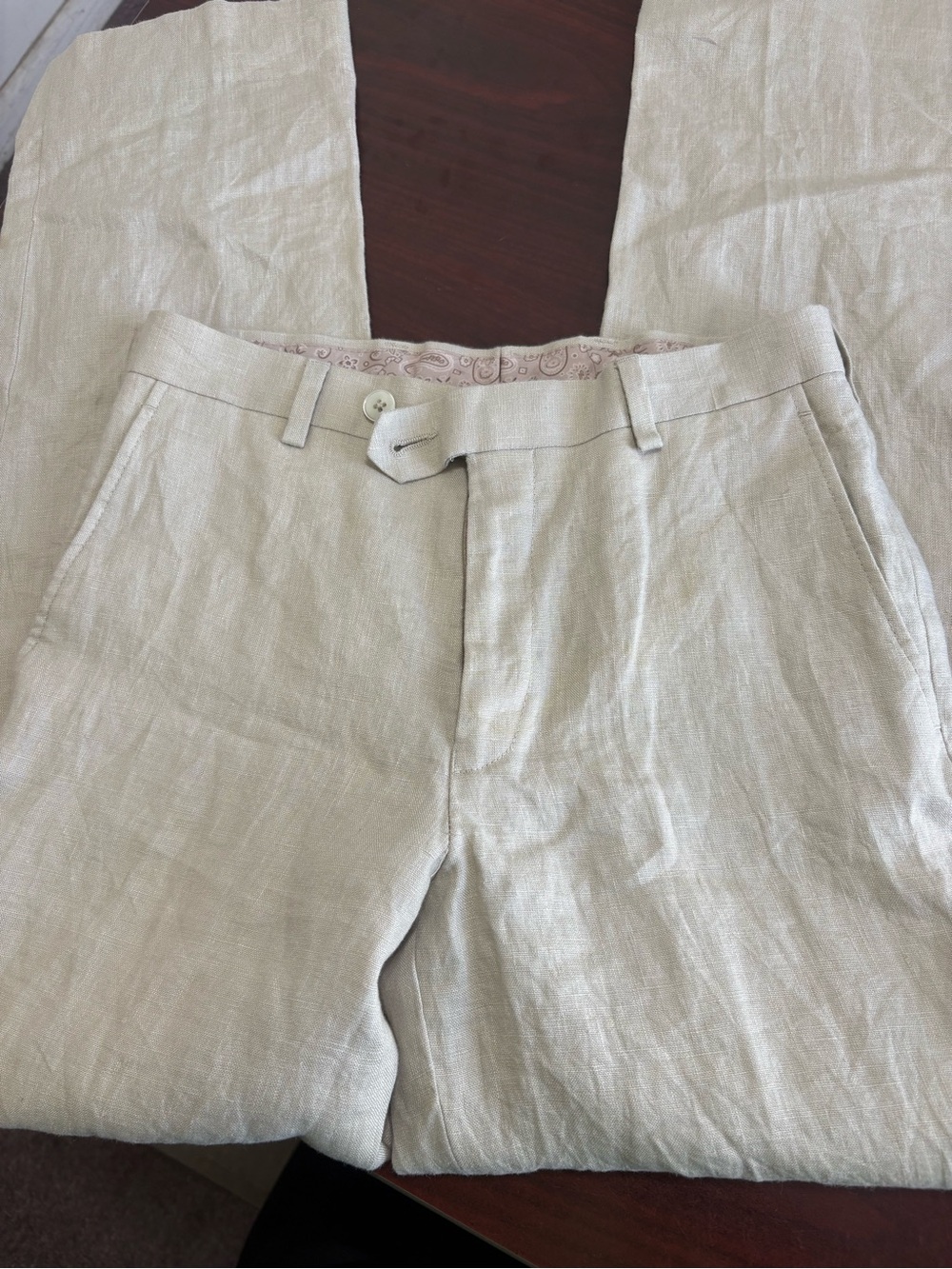 Boy’s Linen Dress Pants in Light Beige 12R/26W